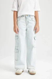 DeFacto DFC - Girl's Wide Leg Cargo Wide Leg Jean Trousers - Image 4