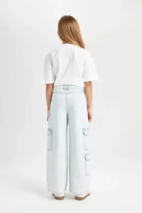 DeFacto DFC - Girl's Wide Leg Cargo Wide Leg Jean Trousers - Image 6