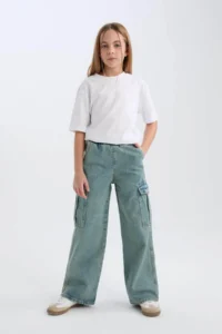 DeFacto Light Blue Girls' Jeans Pants D4690A8/NM39