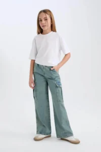 DeFacto Light Blue Girls' Jeans Pants D4690A8/NM39 - Image 2
