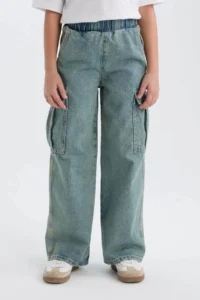 DeFacto Light Blue Girls' Jeans Pants D4690A8/NM39 - Image 3