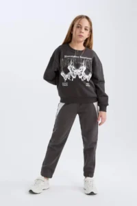 DeFacto Girl's Elastic Waist Jogger Sweatpants