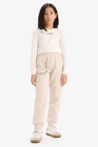 DeFacto Printed Elastic Waist Jogger Sweatpants Girls - Image 2