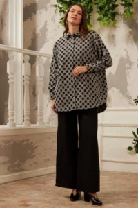 FEMELLE Geometric Patterned Oversize Plus Size Shirt Suitable for Hijab - Image 6