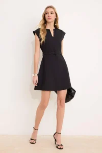 TRENDYOLMiLLA Black Arched Skirt Opened at Waist Mini Flexible Weaving Dress - Image 2