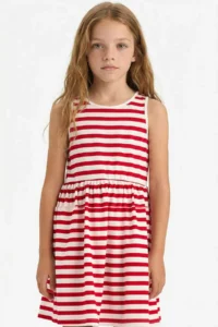 DeFacto Crew Neck Basic Straight Sleeveless Summer Dress Girl - Image 3