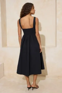 TRENDYOLMİLLA Black Gipelli Midi Poplin Weaving Dress - Image 4