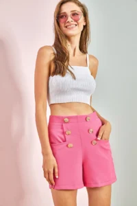 Bianco Lucci Women 6 buttoned with pocket Shorts - Image 3