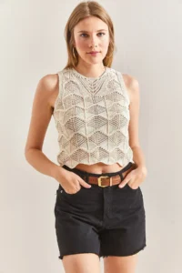 Bianco Lucci Women Arched Kanvas Gabardine jeans Shorts - Image 3