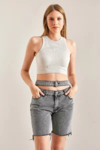 Bianco Lucci Women Patterned jeans Shorts - Image 5