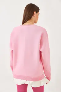 Bianco Lucci Women's Three Thread Raised Heart Printed Sweatshirt - Image 4