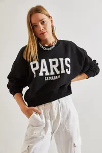 Bianco Lucci Women's Paris Printed Three Thread Raised Sweatshirt - Image 3