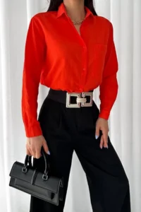 FEMELLE Women Tek with pocket 100% Cotton Basic Shirt - Image 5