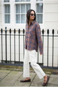 FEMELLE Women's Brown Plaid Pattern Single Pocket 100% Cotton Oversize Shirt (Buy 1 Size Smaller) - Image 3