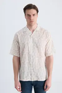 D'S Damat Ds Damat relaxed Beige Printed 100% Cotton Shirt
