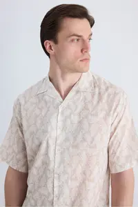 D'S Damat Ds Damat relaxed Beige Printed 100% Cotton Shirt - Image 2
