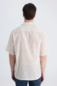 D'S Damat Ds Damat relaxed Beige Printed 100% Cotton Shirt - Image 3