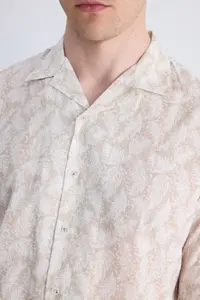 D'S Damat Ds Damat relaxed Beige Printed 100% Cotton Shirt - Image 4