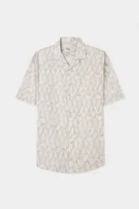 D'S Damat Ds Damat relaxed Beige Printed 100% Cotton Shirt - Image 5
