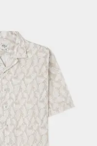 D'S Damat Ds Damat relaxed Beige Printed 100% Cotton Shirt - Image 6