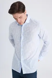 D'S Damat Ds Damat Regular Fit Blue Printed 100% Cotton Shirt - Image 2