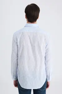 D'S Damat Ds Damat Regular Fit Blue Printed 100% Cotton Shirt - Image 3