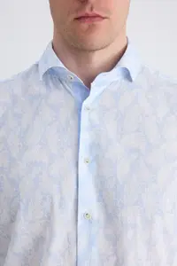 D'S Damat Ds Damat Regular Fit Blue Printed 100% Cotton Shirt - Image 4
