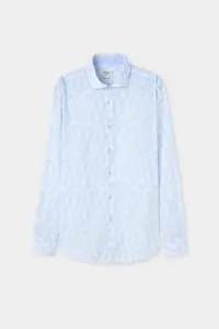 D'S Damat Ds Damat Regular Fit Blue Printed 100% Cotton Shirt - Image 5