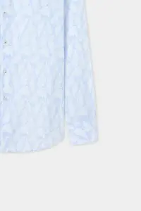 D'S Damat Ds Damat Regular Fit Blue Printed 100% Cotton Shirt - Image 6