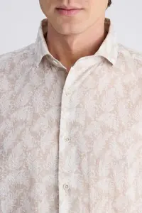 D'S Damat Ds Damat Regular Fit Beige Printed 100% Cotton Shirt - Image 2