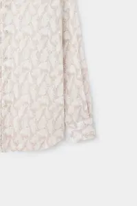 D'S Damat Ds Damat Regular Fit Beige Printed 100% Cotton Shirt - Image 6