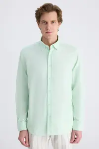 D'S Damat Ds Damat comfort Green dobby 100% Cotton Shirt