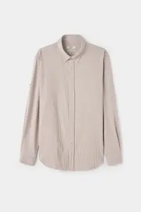 D'S Damat Ds Damat Regular Fit Beige Stripe Patterned Cotton Shirt - Image 5