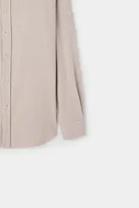 D'S Damat Ds Damat Regular Fit Beige Stripe Patterned Cotton Shirt - Image 6