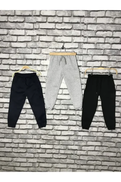 twins tailors Children's Sweatpants Triple Pack (Black, Grey, Navy Blue)