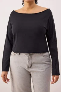 Trendyol Curve Multicolored 2 Sets Paket 100% Cotton Asymmetric Boat Neck Crop Knitting T-Shirt - Image 3