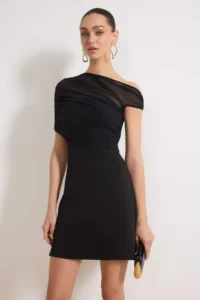 TRENDYOLMİLLA BlackTulle Detailed Weaving Short / Mini Elegant/Evening Dress - Image 2