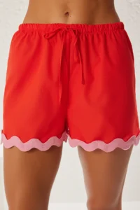 TRENDYOLMİLLA White Blue Stripe with accessories Beach Shirt Shorts Set - Image 4
