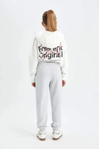 DeFacto Y1226 Gray Girl's Gray Standard Fit School Jogger Sweatpants with Elastic Waist Cuff - Image 5