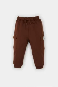 DeFacto D5645 Brown Baby Boy Label Printed Sweatpants with Elastic Waist and Cargo Pocket