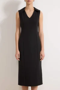 TRENDYOLMİLLA Black V-neck Midi Flexible Weaving Dress - Image 3
