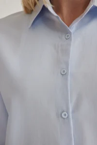 TRENDYOLMİLLA Mavi Regular Normal Pattern Weaving Shirt - Image 4
