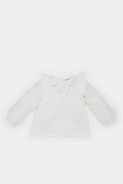 DeFacto Lace Collar Flared Poplin Short Sleeve Shirt for Baby Girl
