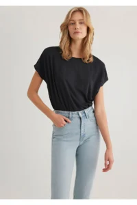 Mavi Lux Touch Modal Basic Black Women's T-Shirt M167245-900 - Image 2