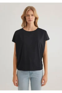Mavi Lux Touch Modal Basic Black Women's T-Shirt M167245-900 - Image 3