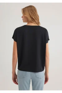Mavi Lux Touch Modal Basic Black Women's T-Shirt M167245-900 - Image 4