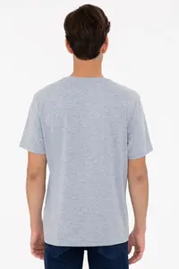 US Polo Assn. Men Gray Melanj Basic V-neck T-Shirt - Image 3