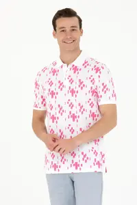 US Polo Assn. Men Pink Polo Shirt Collar T-Shirt