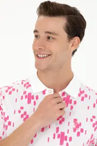 US Polo Assn. Men Pink Polo Shirt Collar T-Shirt - Image 2