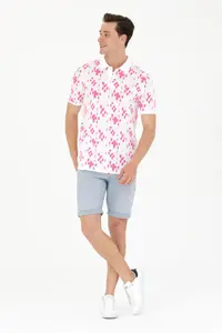 US Polo Assn. Men Pink Polo Shirt Collar T-Shirt - Image 4